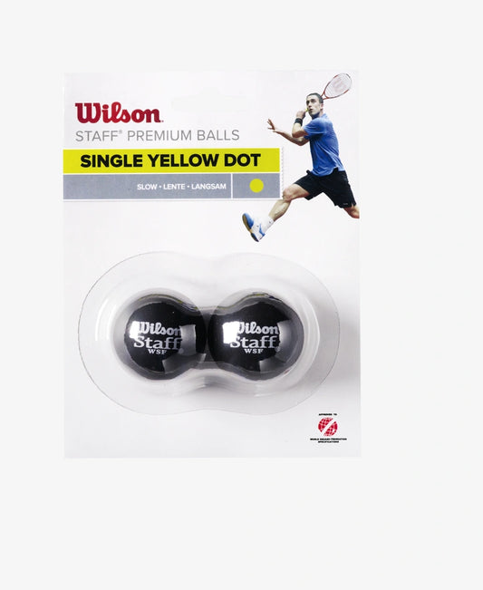 Wilson Staff  Squash 2 Ball Yellow Dot - Squash Ball which is available for sale at GSM Sports