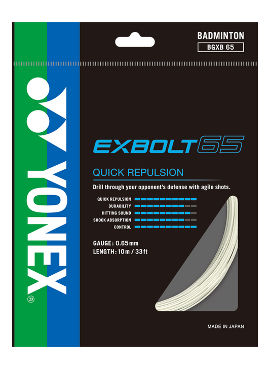 Yonex Exbolt 65 10m Badminton String which is available for sale at GSM Sports