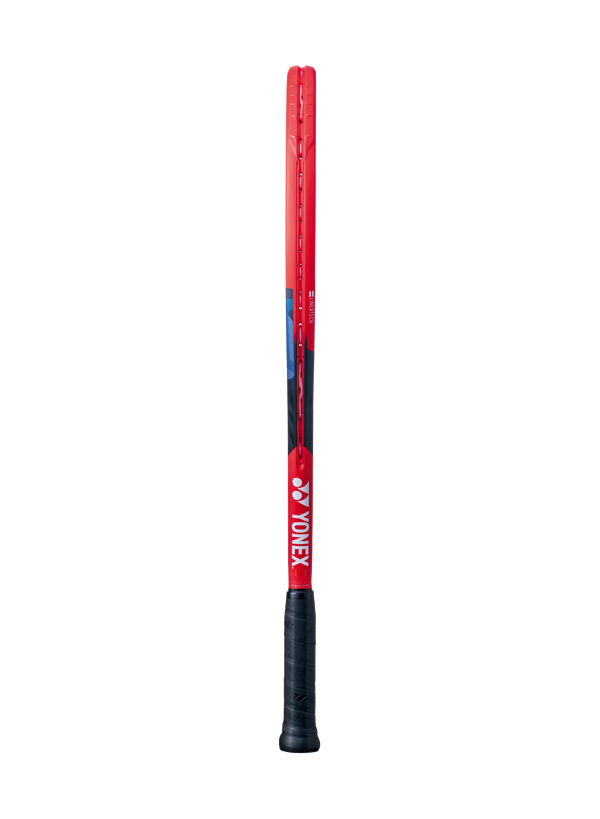 The Yonex VCORE 25 Junior Tennis Racket in scarlet red which is available for sale at GSM Sports.