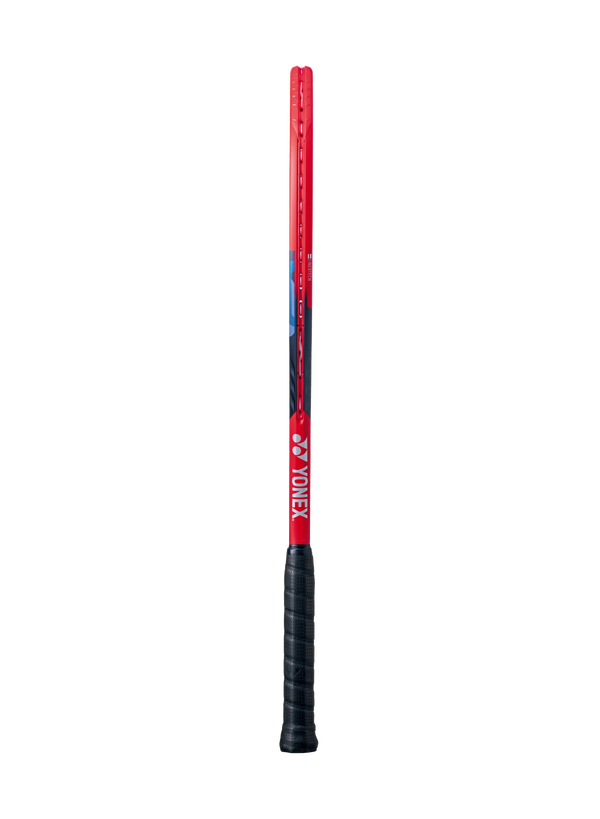 The Yonex VCORE 95 Tennis Racket in scarlet red which is available for sale at GSM Sports.