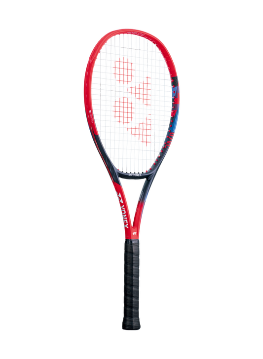 The Yonex VCORE 98 Tennis Racket in scarlet red which is available for sale at GSM Sports.  