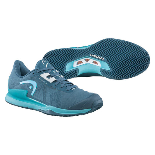 The Head Sprint Pro 3.5 Clay Women's Tennis Shoes in blue stone and teal colour which are available for sale at GSM Sports.     