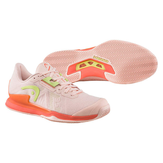 The Head Sprint Pro 3.5 Clay Women's Tennis Shoes in salmon and lime colour which are available for sale at GSM Sports.     