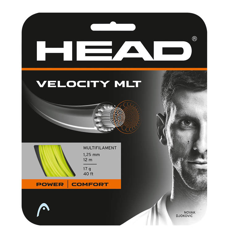 A set of Head Velocity MLT Tennis String for sale at GSM Sports in yellow