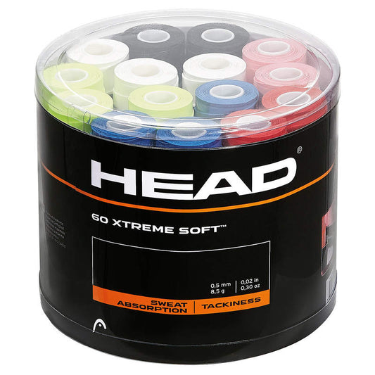 A box of 60 assorted colour Head Xtreme Soft Overgrips for sale at GSM Sports