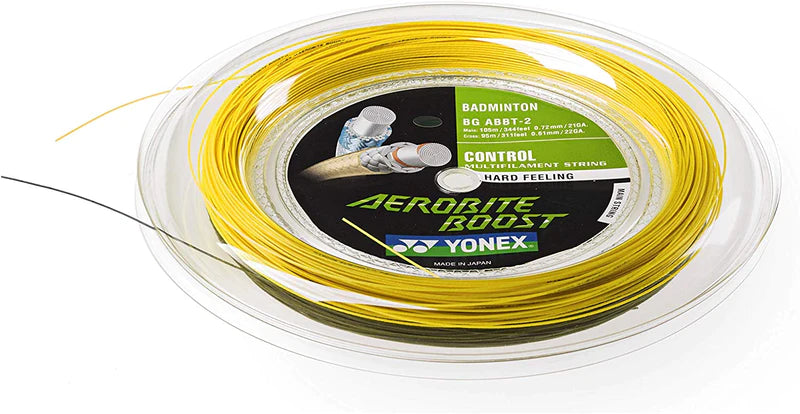 A Reel of Yonex Aerobite Boost String in Grey yellow for sale at GSM Sports