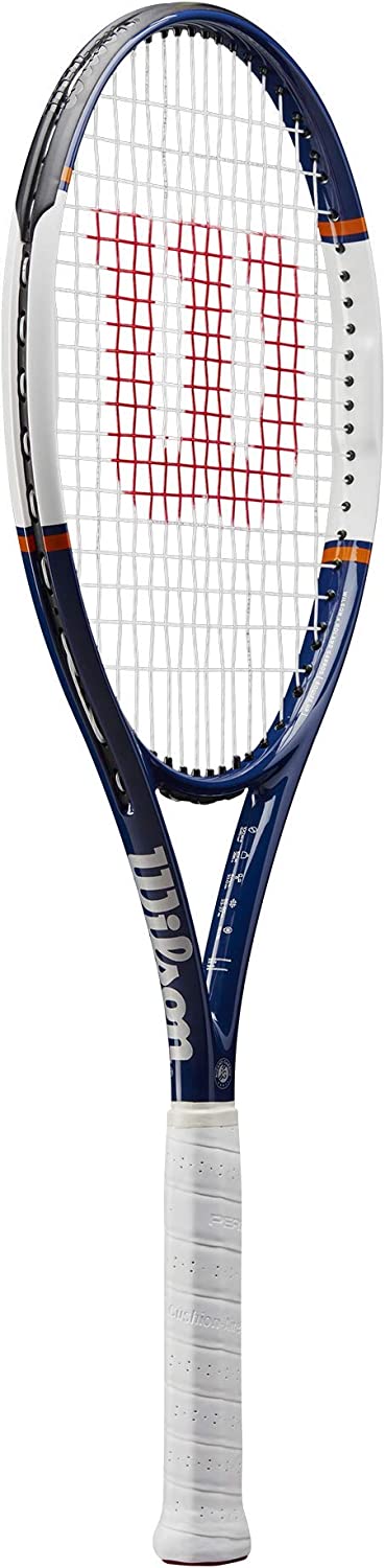 The Wilson Roland Garros Equipe HP Tennis Racket available for sale at GSM Sports.      