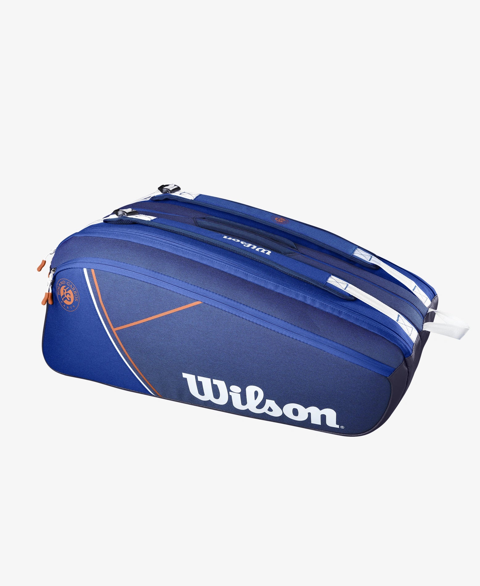 The Wilson Roland Garros Super Tour 15 Pack Racket Bag in blue available for sale at GSM Sports.    