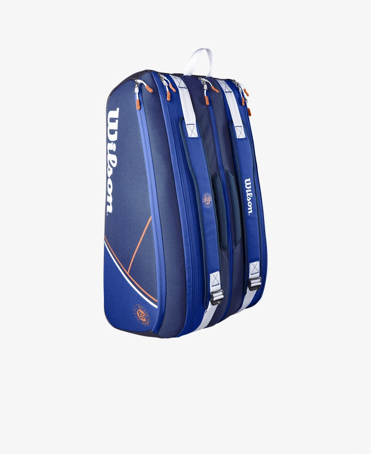 The Wilson Roland Garros Super Tour 15 Pack Racket Bag in blue available for sale at GSM Sports.