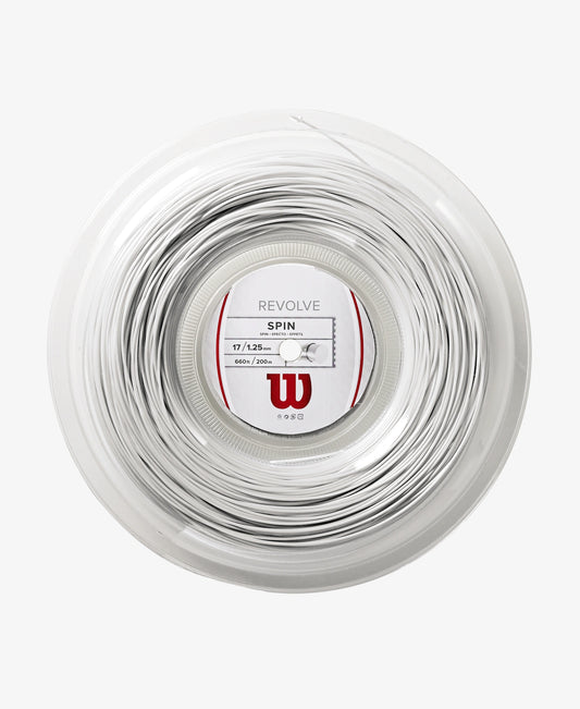 A 200m Reel of Wilson Revolve 17 Tennis String in white available for sale at GSM Sports.  