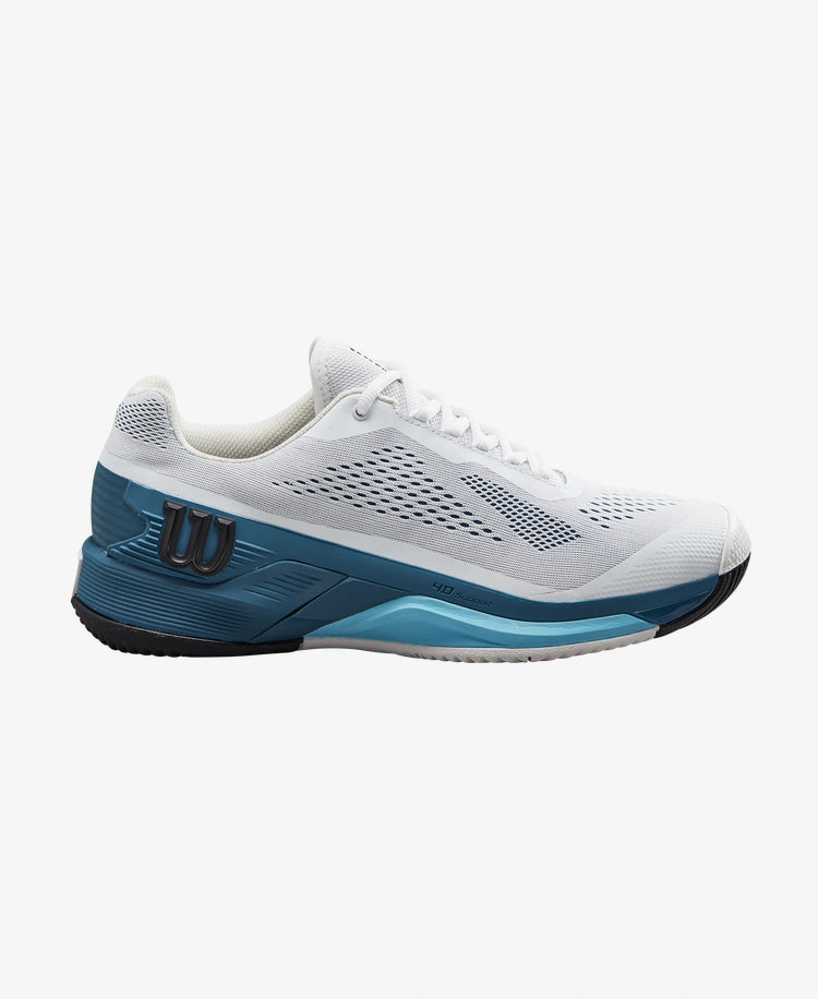 Wilson Rush Pro 4.0 Mens Tennis Shoe- White / Blue Coral / Blue Atoll