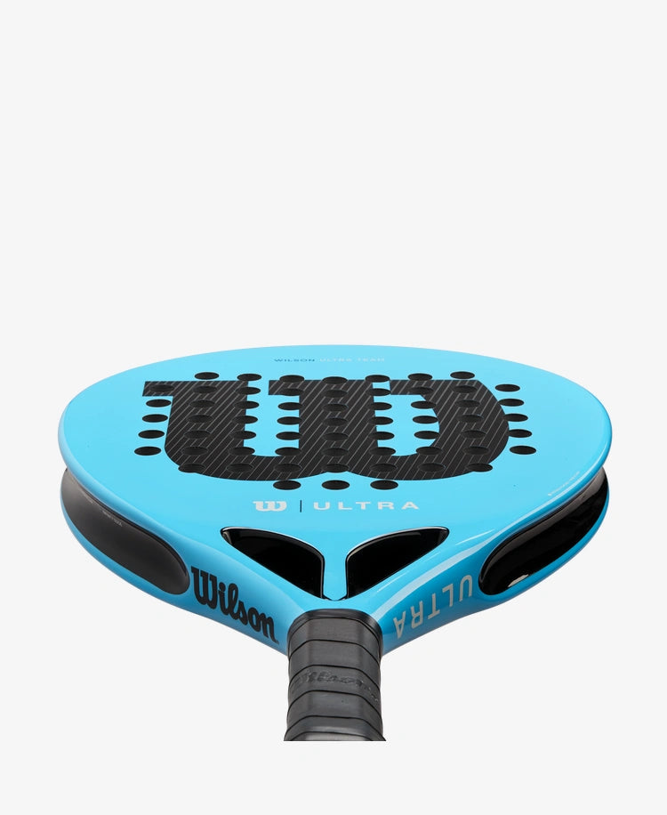 The Wilson Ultra Team V2 Padel Racket in bright blue and black colour which is available for sale at GSM Sports.