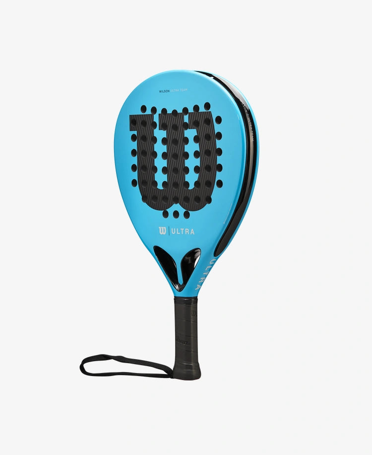 The Wilson Ultra Team V2 Padel Racket in bright blue and black colour which is available for sale at GSM Sports.