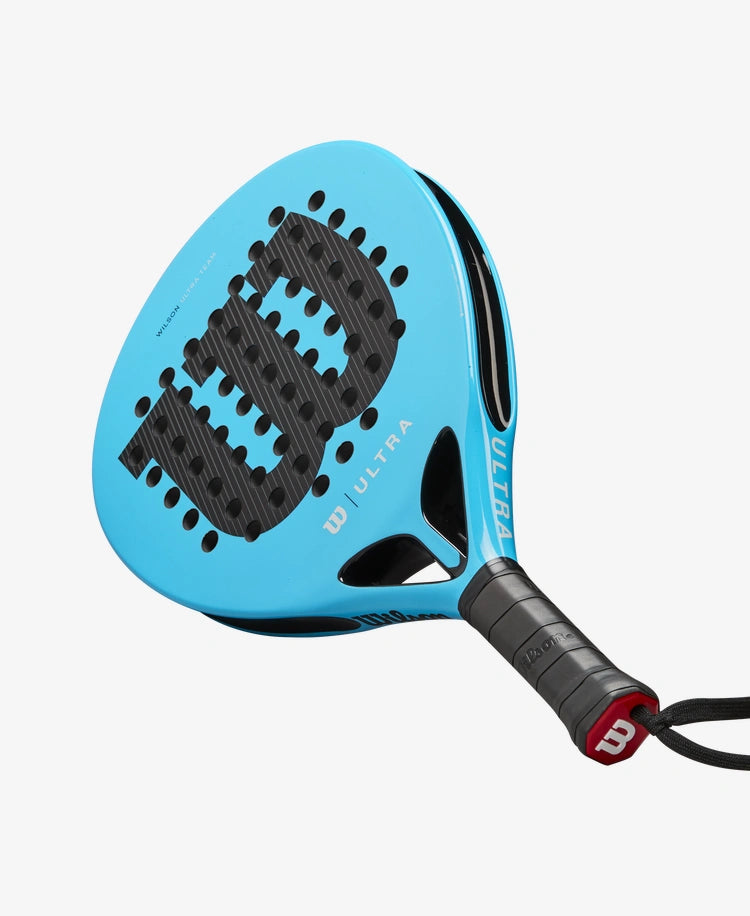 The Wilson Ultra Team V2 Padel Racket in bright blue and black colour which is available for sale at GSM Sports.