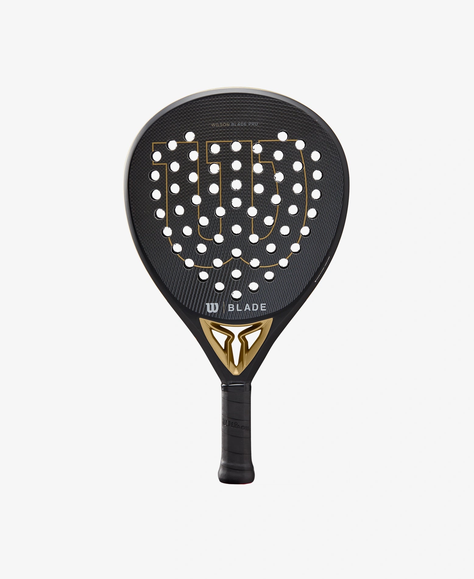 The Wilson Blade Pro V2 Padel Racket in gold colour which is available for sale at GSM Sports.  