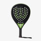 The Wilson Blade Elite V2 Padel Racket in black and neon green available for sale at GSM Sports.   