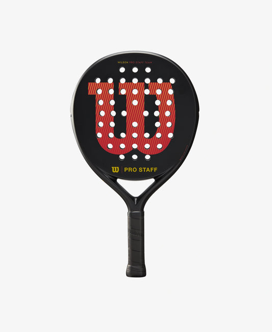 The Wilson Pro Staff Team V2 Padel Racket in black and red which is available for sale at GSM Sports.    