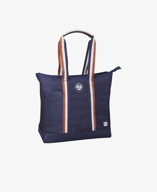 The Wilson Roland Garros Tote Bag in navy and clay colour which is available for sale at GSM Sports.  