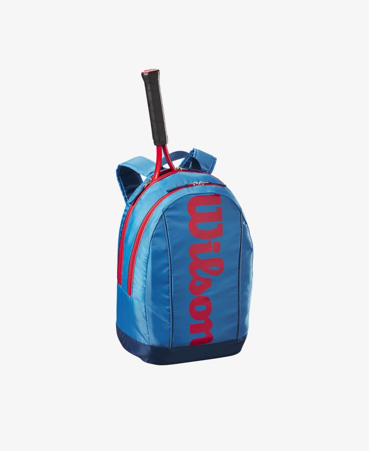 The Wilson Junior Backpack in blue and orange colour which is available for sale at GSM Sports.