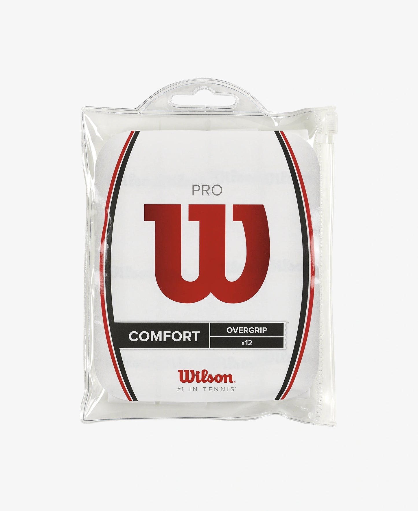 A pack of 12 Wilson Pro Overgrip in white available for sale at GSM Sports.      