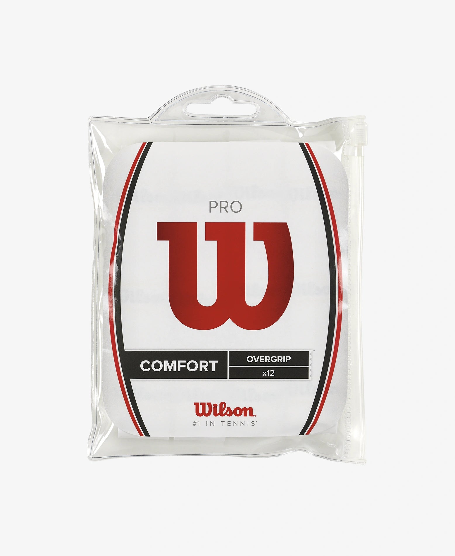 A pack of 12 Wilson Pro Overgrip in white available for sale at GSM Sports.      