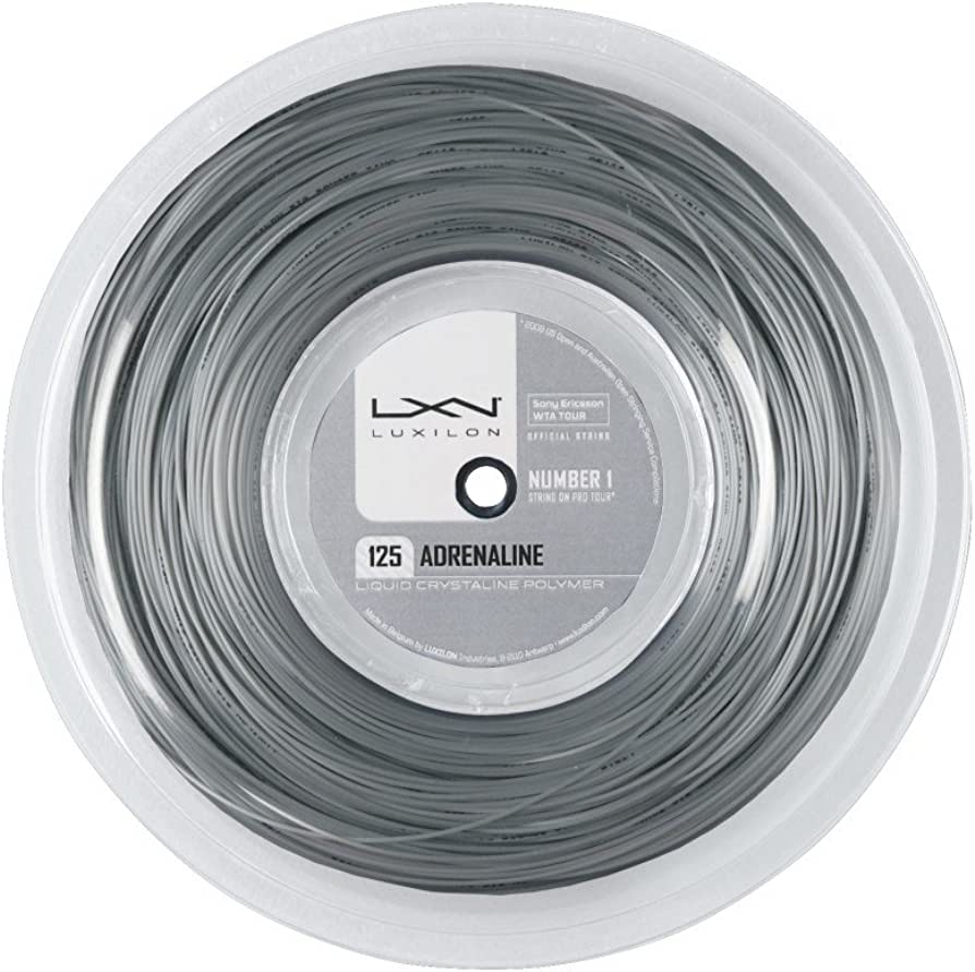 The Luxilon Adrenaline 125 Tennis String in a 200m reel available for sale at GSM Sports.     