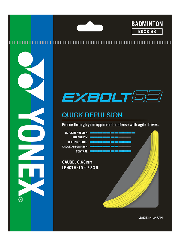 A set of Yonex Exbolt 63 badminton String for sale at GSM Sports