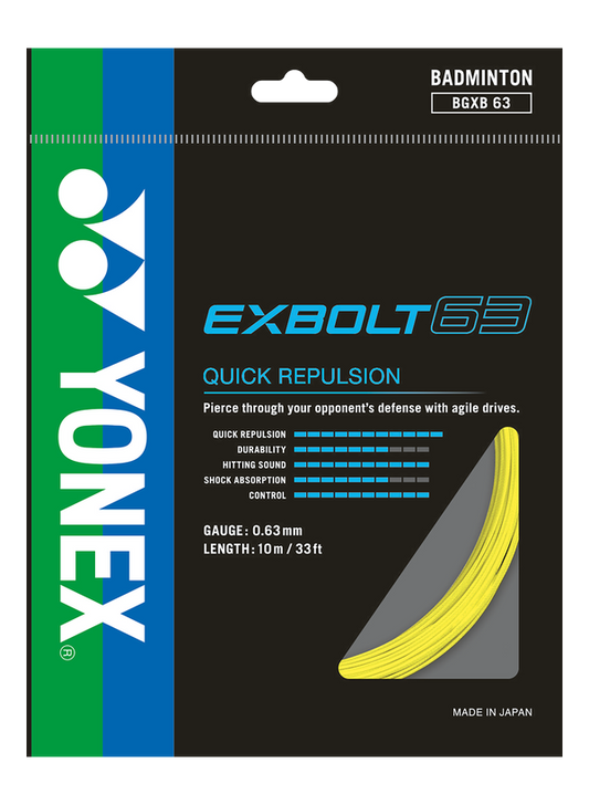 A set of Yonex Exbolt 63 badminton String for sale at GSM Sports