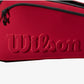 The Wilson Clash V2 Super Tour 9 Pack Racket Bag in red and black available for sale at GSM Sports.