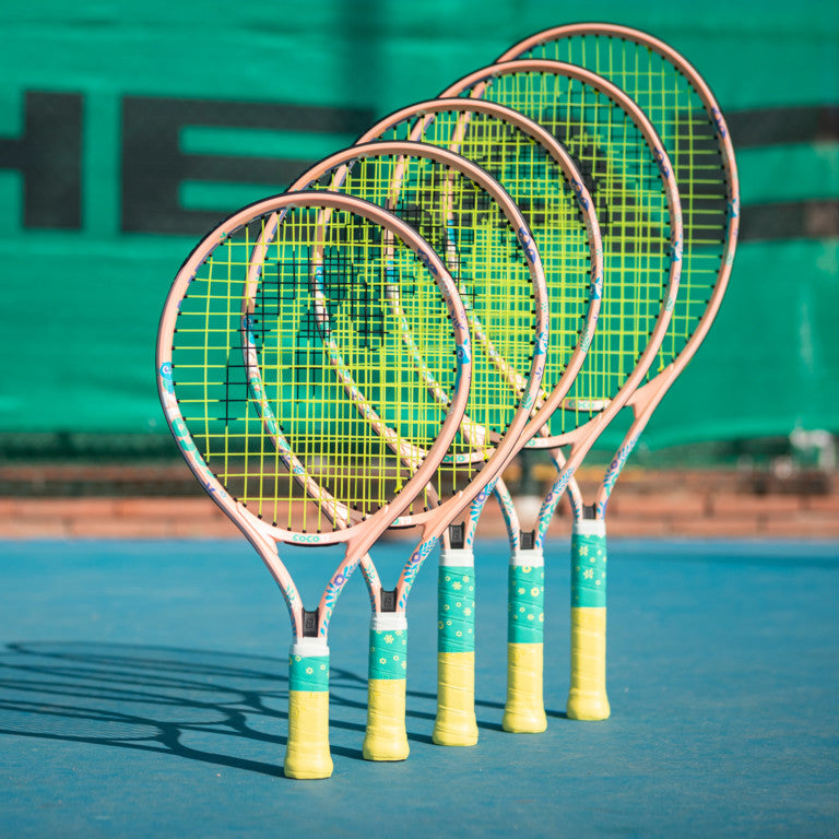 The Head Coco Tennis range in all of the 5 different sizes which are for sale at GSM Sports