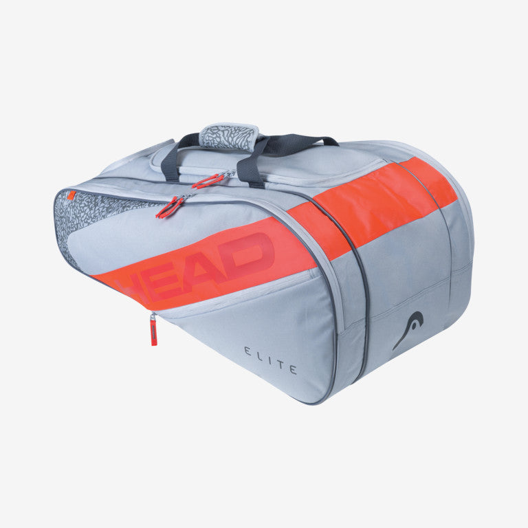 The Head Elite Allcourt Tennis Bag in grey and orange available for sale at GSM Sports.  