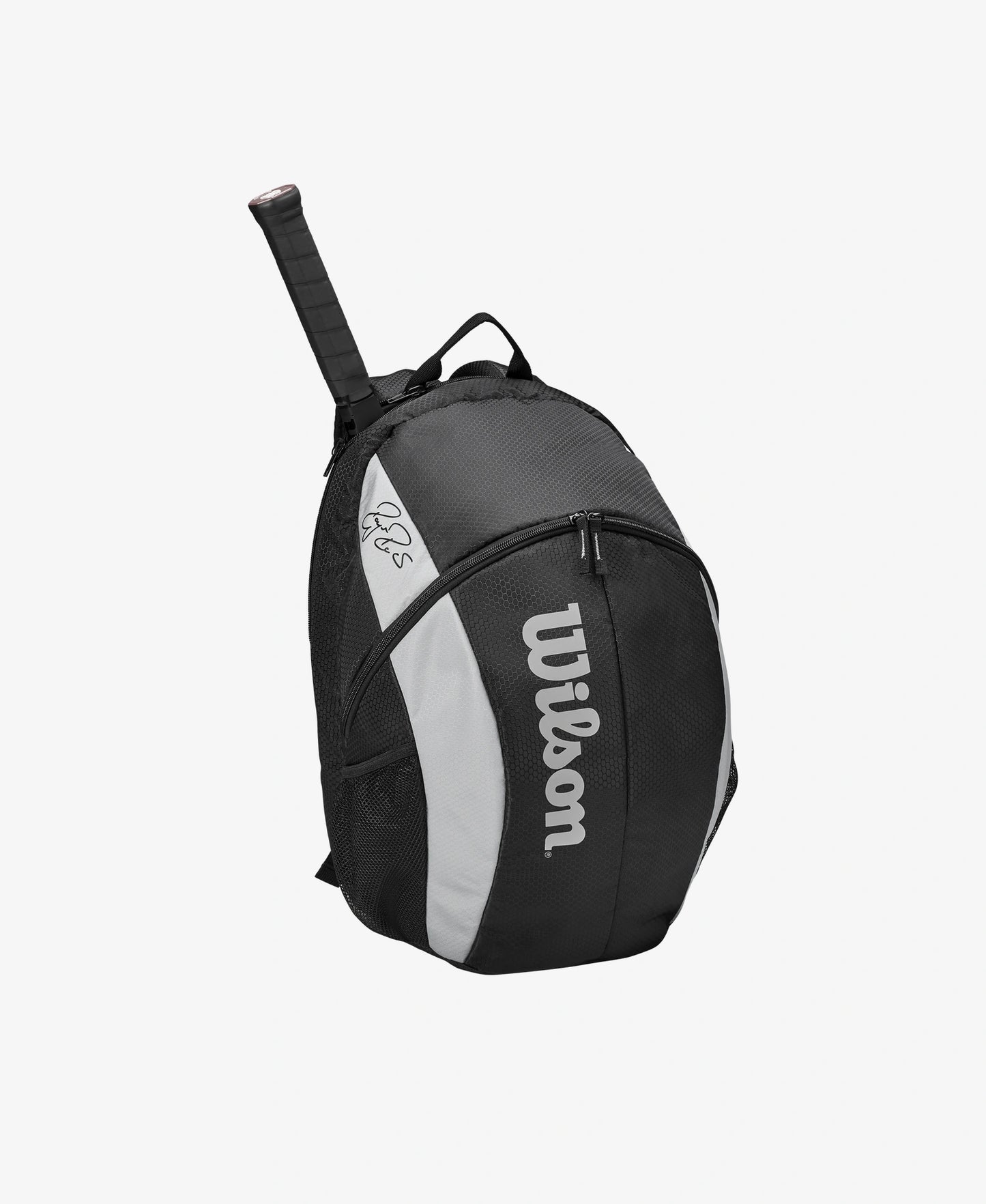 The Wilson Roger Federer Team Backpack in black available for sale at GSM Sports.      