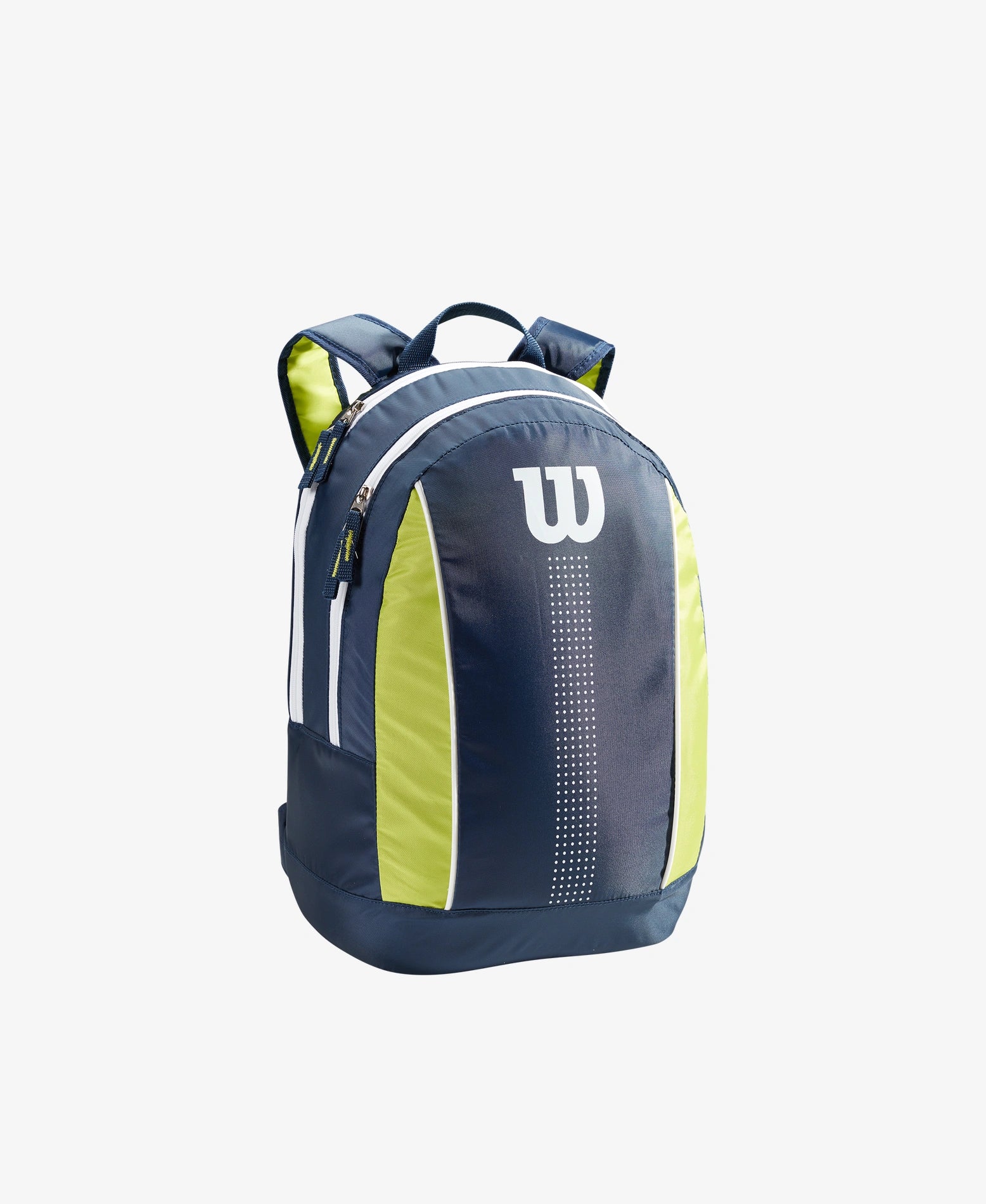 The Wilson Junior Backpack in navy and lime green available for sale at GSM Sports.
