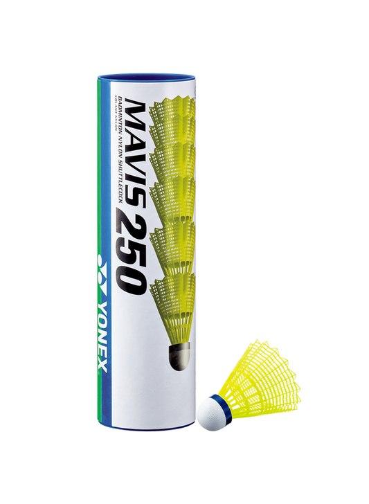 Yonex Mavis 250 Medium Paced Shuttlecock in Yellow Containing 6 Shuttlecocks for sale at GSM Sports