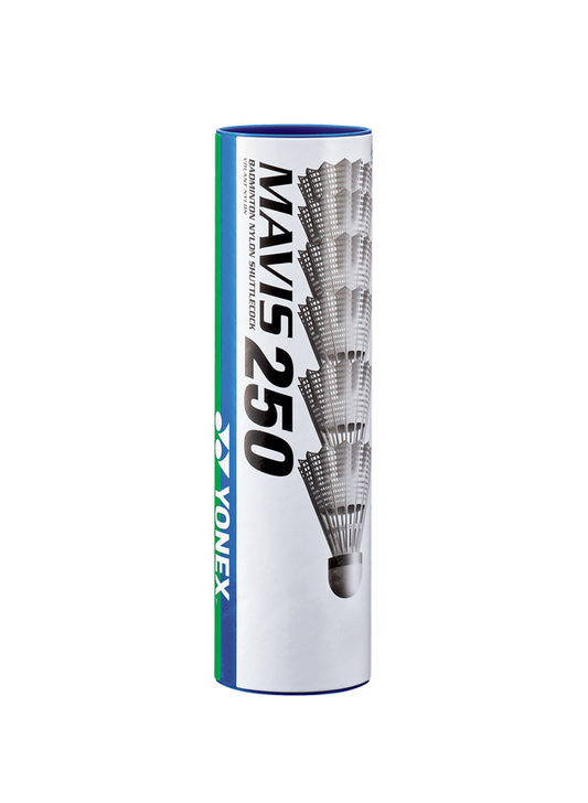 Yonex Mavis 250 Medium Paced Shuttlecock in White Containing Pack of 6 Shuttlecocks for sale at GSM Sports