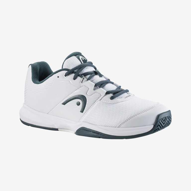 The Head Revolt Court Mens Tennis Shoes in white and dark grey colour which are available for sale at GSM Sports.     