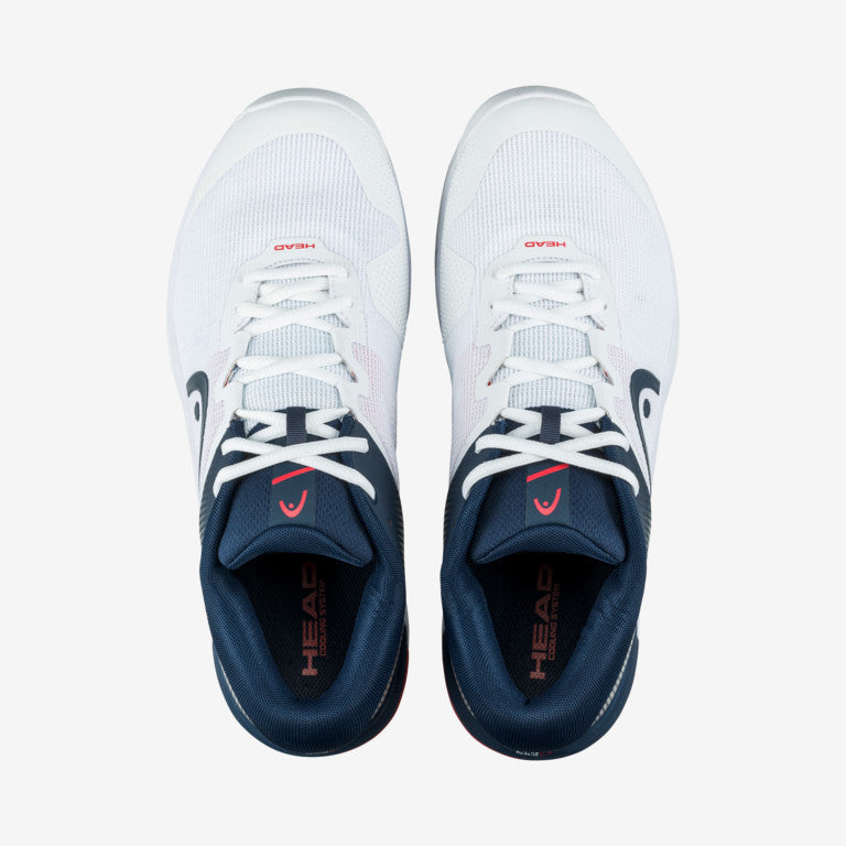 The Head Revolt Evo 2.0 Mens Tennis Shoe in White and dress blue colour which are available for sale at GSM Sports.