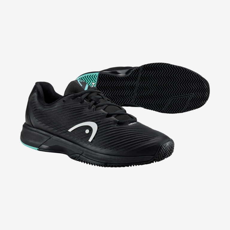 The Head Revolt Pro 4.0 Mens Clay & Padel Shoes in black and teal colour which are available for sale at GSM Sports.