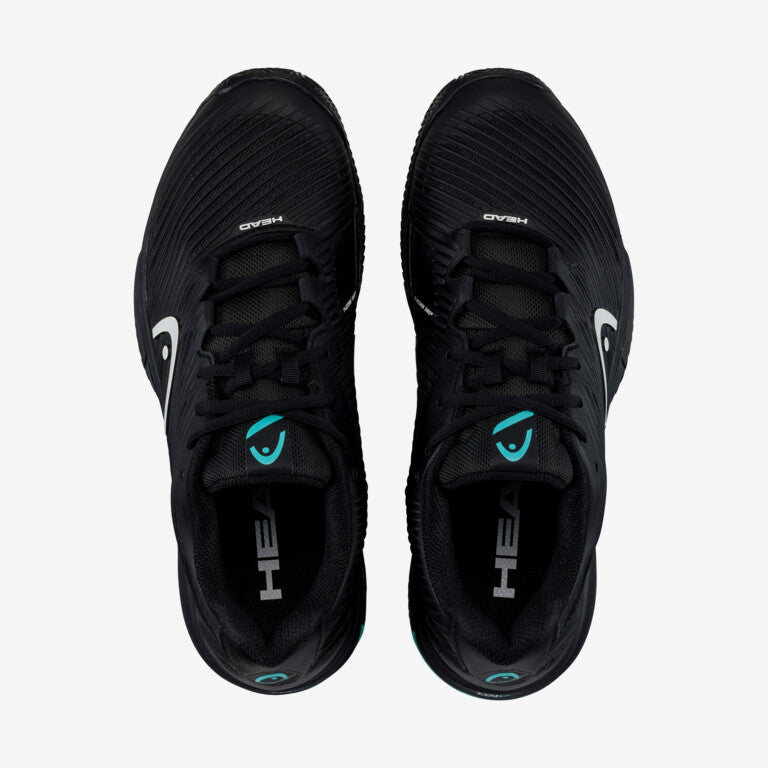 The Head Revolt Pro 4.0 Mens Clay & Padel Shoes in black and teal colour which are available for sale at GSM Sports.