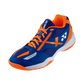 The Yonex Power Cushion 39 Wide Badminton Shoes in blue and orange colour which are available for sale at GSM Sports.