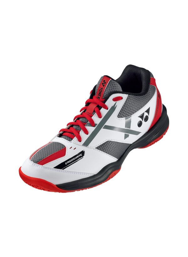 The Yonex Power Cushion 39 Wide Badminton Shoes in red and white colour which are available for sale at GSM Sports.   