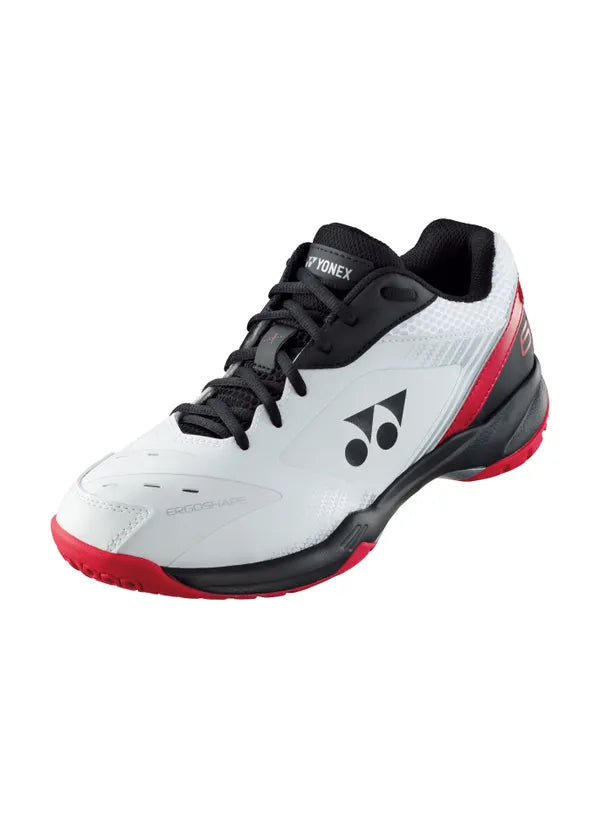 Yonex Power Cushion 65 Unisex Badminton Shoe in White Red and Black for sale at GSM Sports