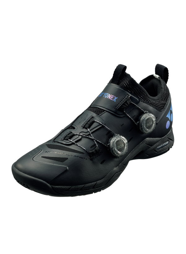 The Yonex Power Cushion Infinity Unisex Badminton Shoes in black which are available for sale at GSM Sports.