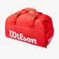 The Wilson Super Tour Small Duffel in Infrared colour which is available for sale at GSM Sports.     