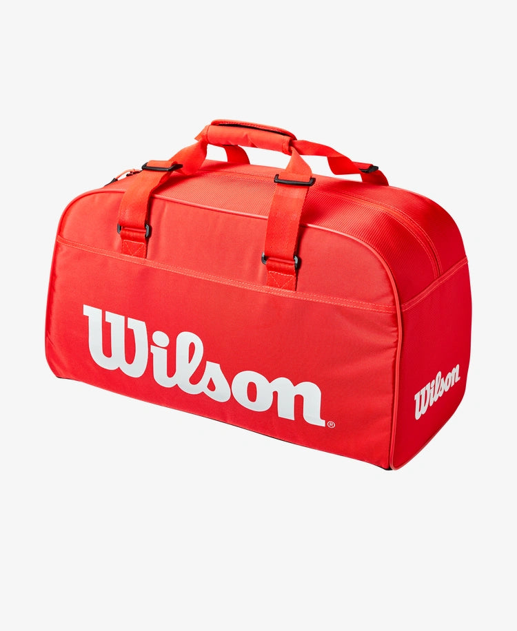 The Wilson Super Tour Small Duffel in Infrared colour which is available for sale at GSM Sports.