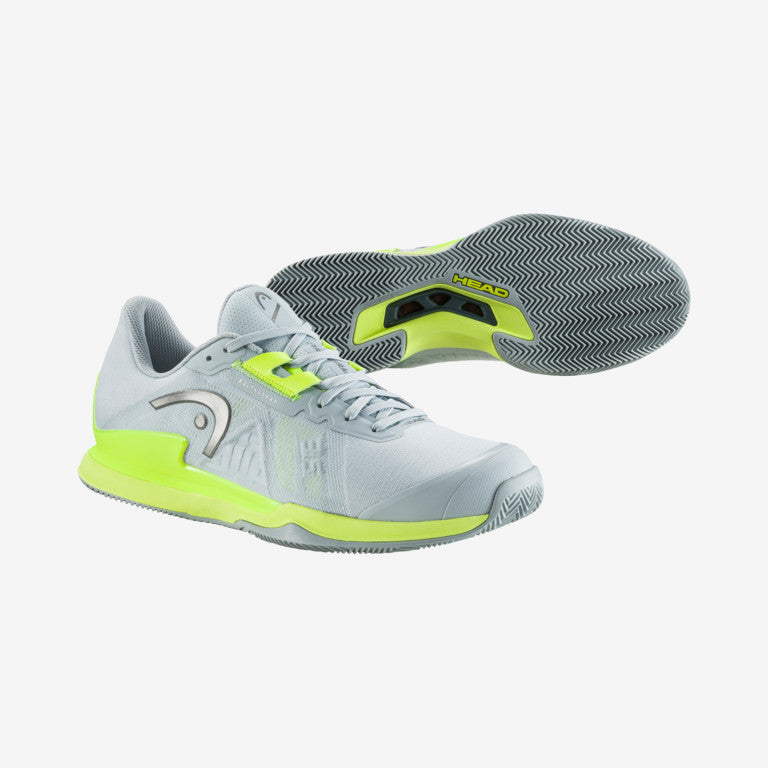 The Head Sprint Pro 3.5 Mens Clay Court and padel Court shoes in Grey and Yellow available for sale at GSM Sports.
