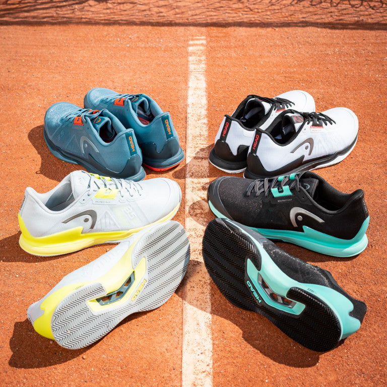 The collection of different colours of the Head Sprint Pro 3.5 mens tennis shoe available at GSM Sports 