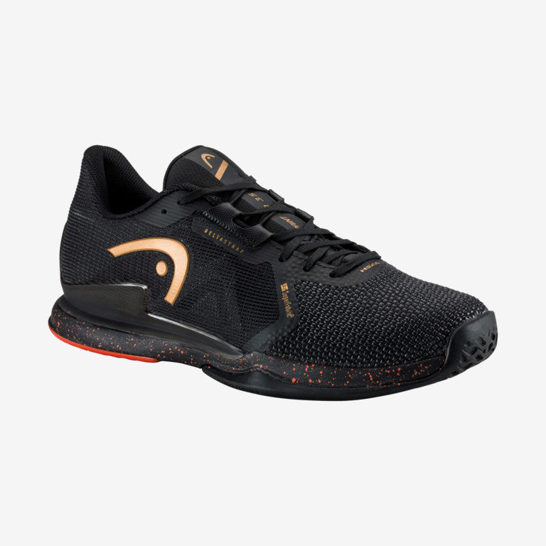 The Head Sprint Pro SF 3.5 Mens Tennis Shoes in black and orange colour which are available for sale at GSM Sports.     