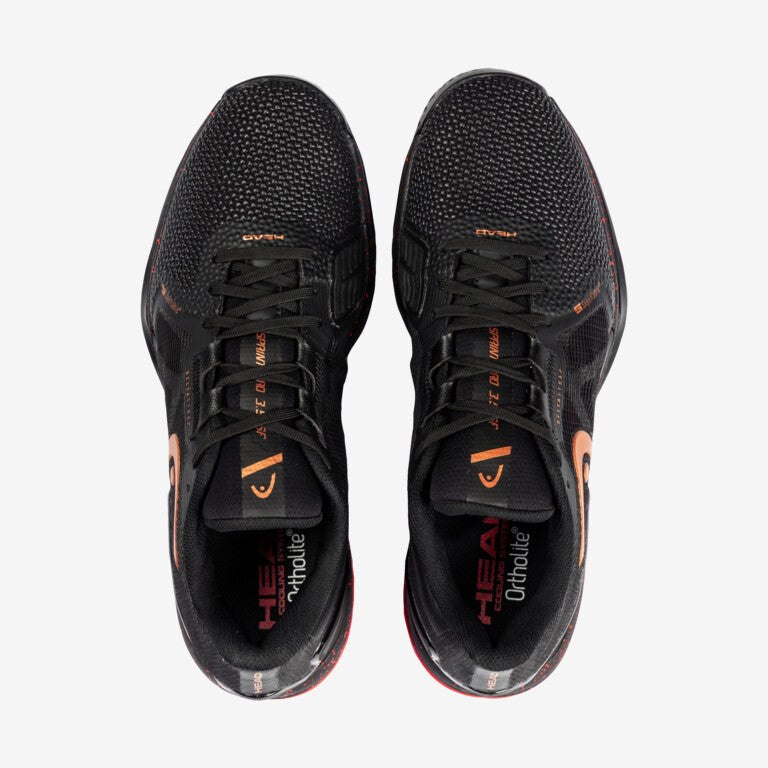 The Head Sprint Pro SF 3.5 Mens Tennis Shoes in black and orange colour which are available for sale at GSM Sports.