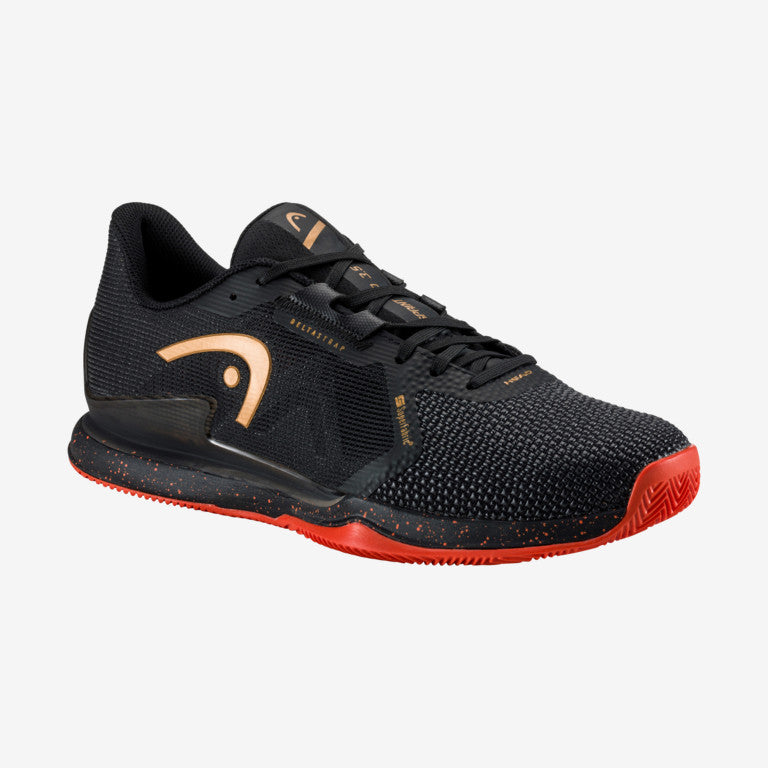 The Head Sprint Pro 3.5 SF Clay Tennis Shoes in black and orange colour which is available for sale at GSM Sports.     
